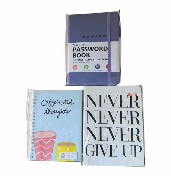 Password Book Notebook Bundle Never Give Up Caffeinated Thoughts Desk Stationery