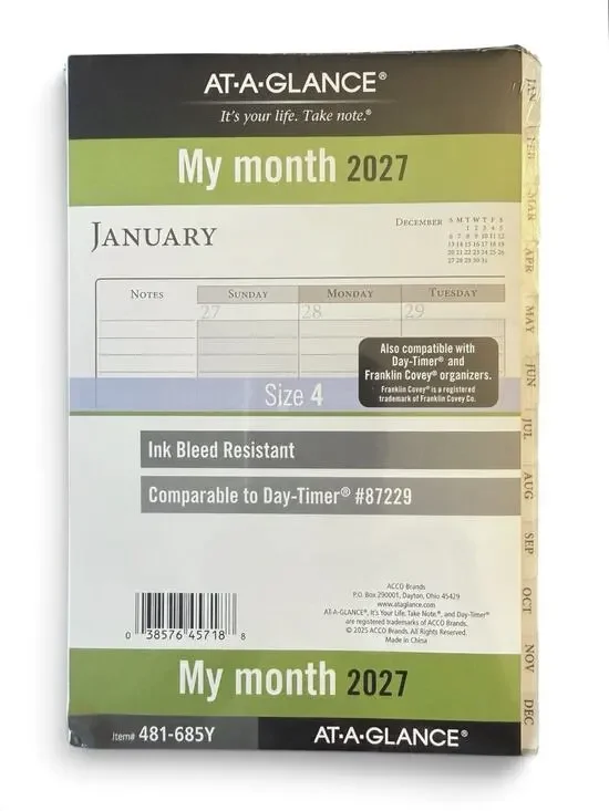 AT-A-GLANCE 2026 Planner Refill, Monthly, 5-1/2