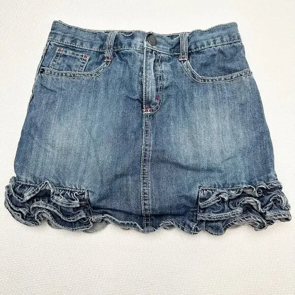 Gymboree Girls Bottoms, Ruffle Hem Mini Jean Skorts, Sz 10