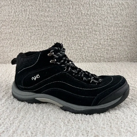 Ryka Boots Womens 8.5 Black Suede Lace Up Rugged Terrain Outdoors Hiking Winter‎