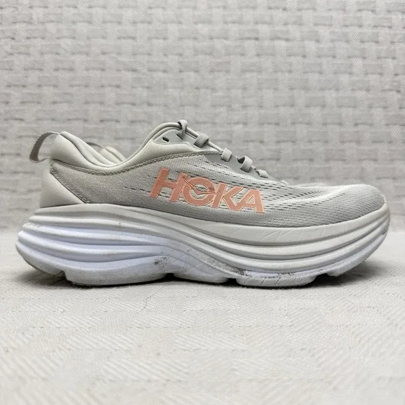 HOKA Bondi 8 Gray Womens Size 7.5 Cushioned Running Sneakers Lightweight Mesh‎