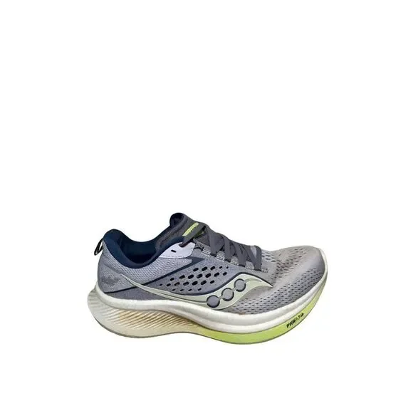 Saucony ride 17 Women's Running Shoe in Light Gray with Neon size 9