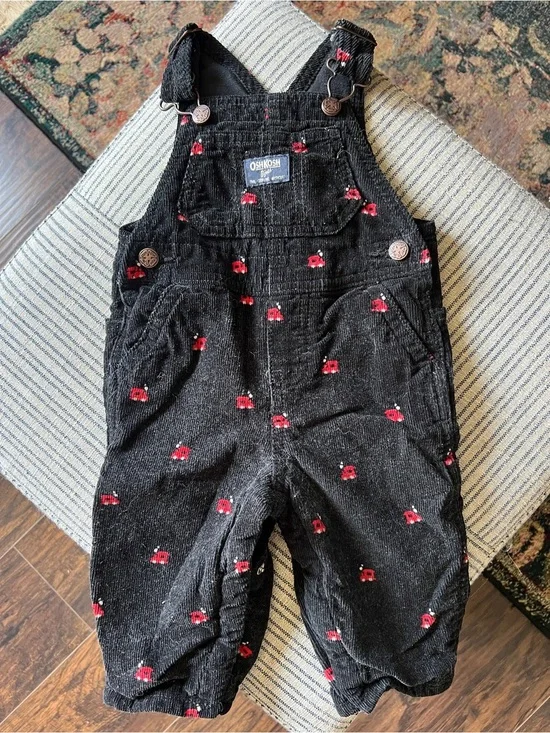 Like new OshKosh B'gosh black corduroy train overalls
