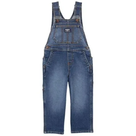 OshKosh B’gosh Toddler Denim Overalls 4T Classic Blue Adjustable Straps