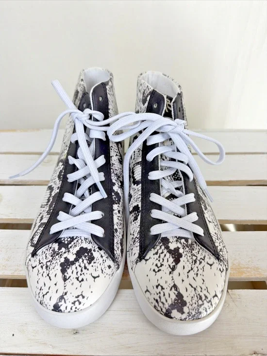 New NO Box OTBT White Black Snakeskin High Top Sneaker #1046 Women 6.5
