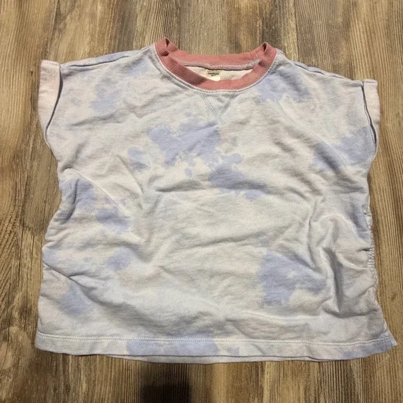 Retro Kids OshKosh B'gosh Short Sleeve Sweatshirt Blue Tie Dye Top Playwear