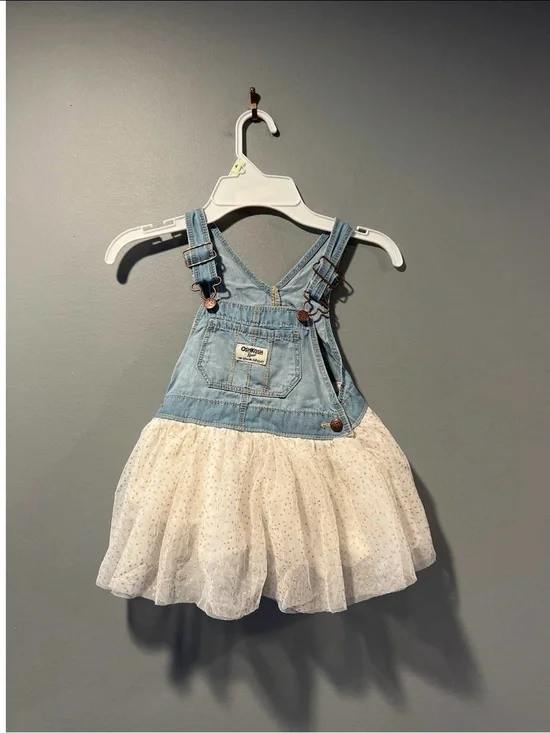 *OshKosh B'gosh Denim Overall Tutu Dress - Light Blue and Cream