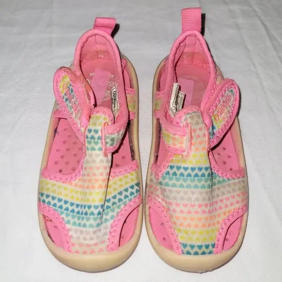 Oshkosh size 6M baby girl hearts pink water sandals shoes