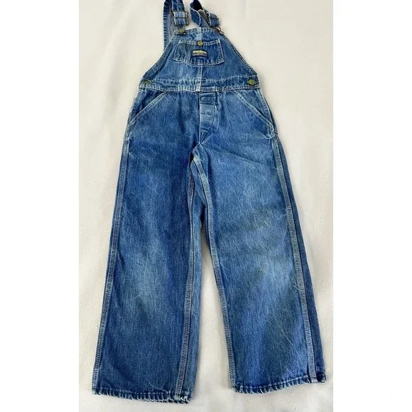 Vtg OshKosh B'Gosh Overalls Youth Size‎ 8 Vestbak Bibs Denim Union Made USA Y2K