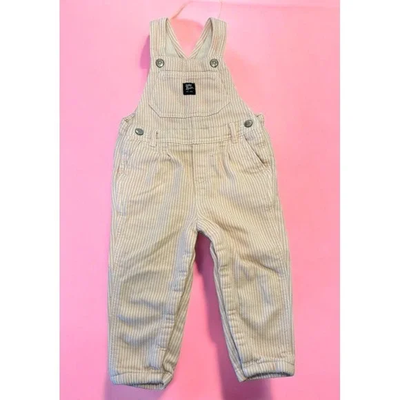 Vintage Oshkosh Pink Pinstriped Overalls Girls‎ Size 24 Months EUC