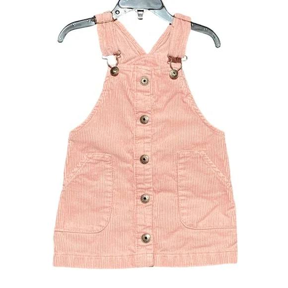 OshKosh B'gosh Pink Corduroy Overall Dress Toddler Girls Size 2T Pinafore Jumper