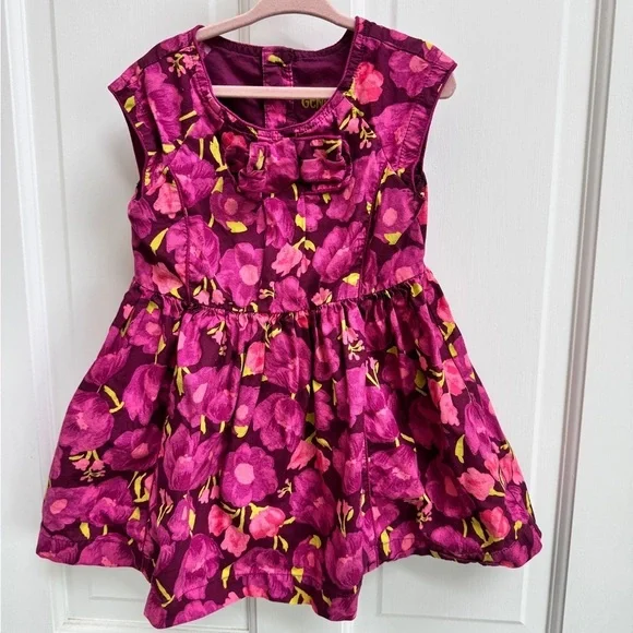 Genuine Kids OshKosh B'gosh 4T Girls Pink Floral Short Sleeve Dress