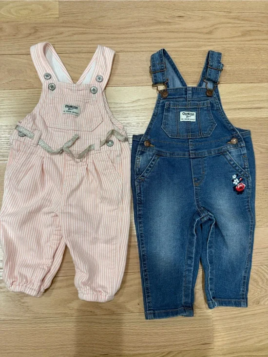 OshKosh girls bib Overalls 9mo - 2-Pack