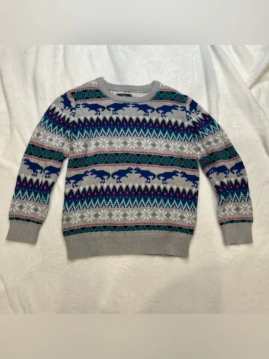 OshKosh B’gosh Boys Fair Isle Dinosaur Crew Neck Vintage Style Sweater Size 8