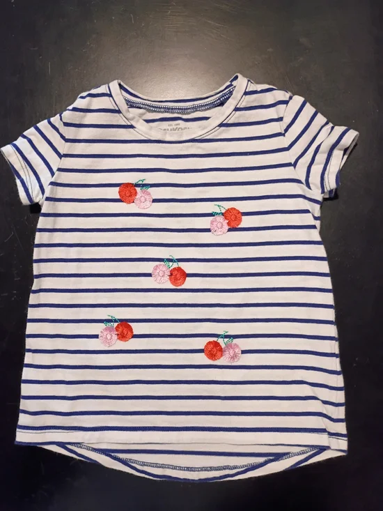 OshKosh B'gosh Toddler Girls' Striped Cherry Embroidered T-Shirt (24 Months)