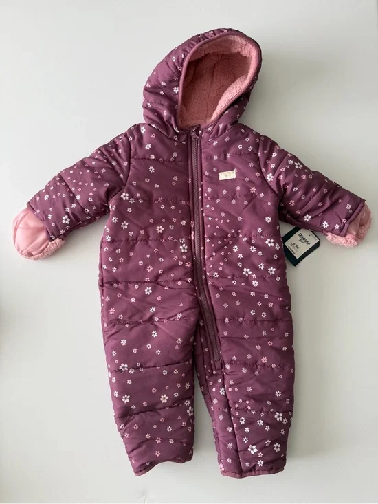 OshKosh B'gosh Plum Floral Hooded One-Piece