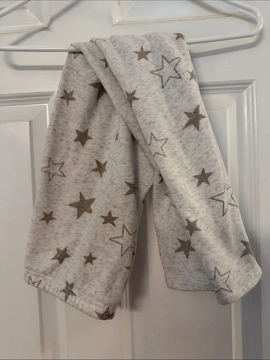 OshKosh B'gosh Cream fleece legging pants with Gold Star Print