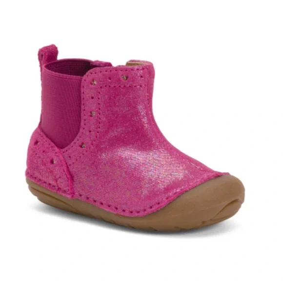New! Stride Rite sparkly pink zip leather boots