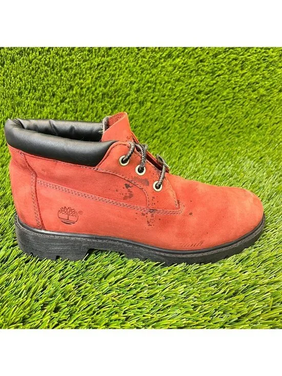 Timberland Nellie Kids Boys Size 5M Red Outdoor‎ Waterproof Leather Chukka Boots
