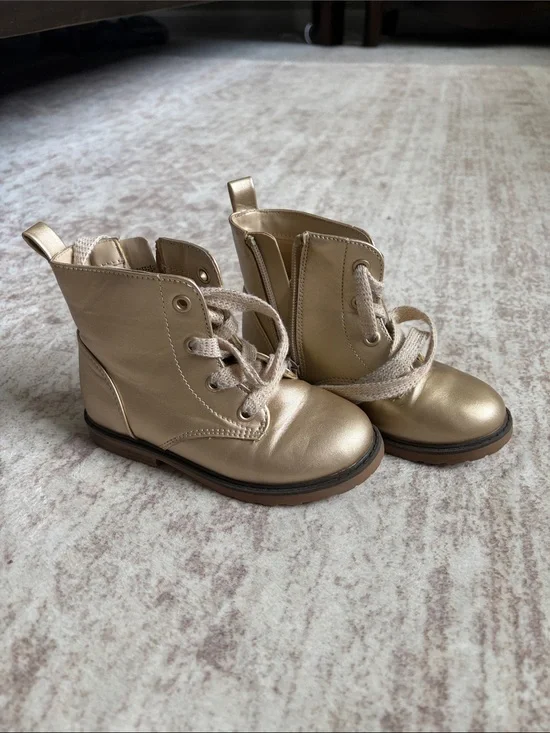 Cat & Jack Metallic Gold Lace-Up Combat Boots for Kids