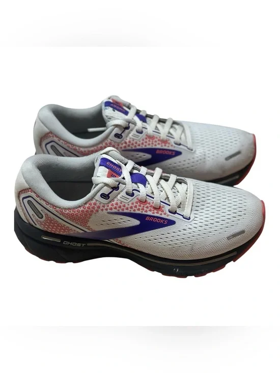 Brooks White Running Shoes with Purple and Coral Accents