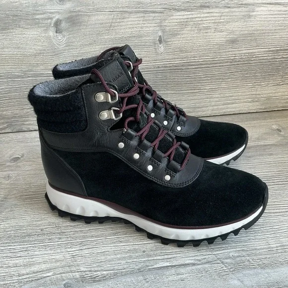 Cole Haan Grand Explore W15275 Women's Black Suede Lace Up Hiking Boots Size 7 B