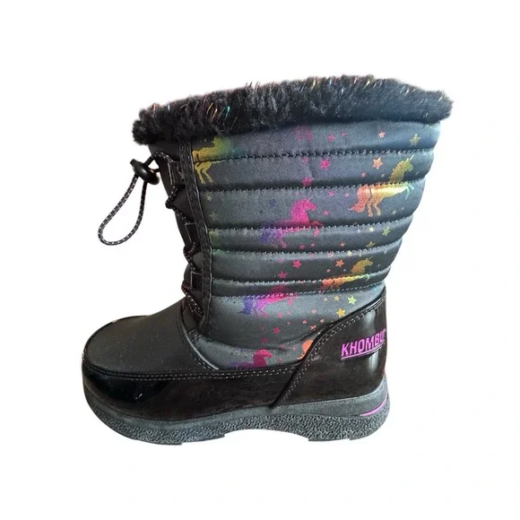NWT Khomba Hayley Waterproof Girl's Sz 4 Snow Boots Unicorns Stars Thermolite