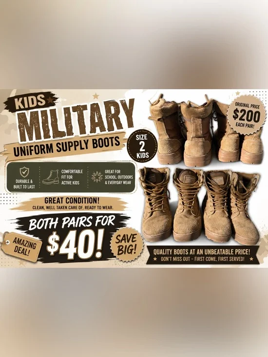 Kids Tactical Lace-Up Boots in Brown - Durable Everyday Footwear