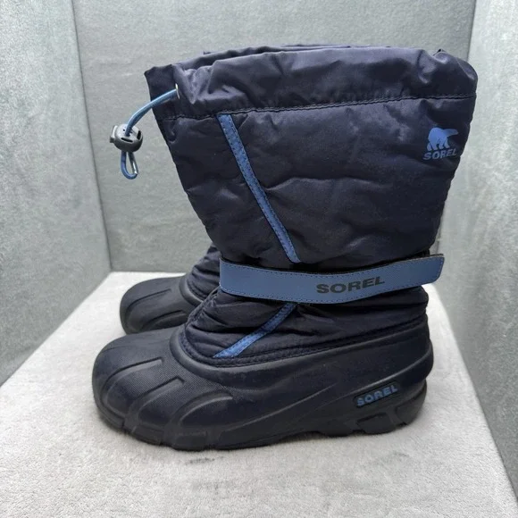 SOREL Youth Flurry Snow Boots Size 6 Blue Waterproof Insulated NY1965-464