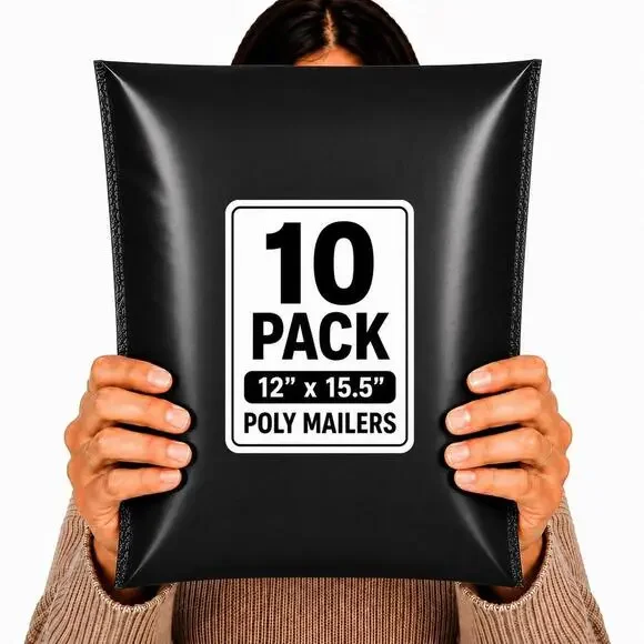 POLYMAILERS BLACK SHIPPING BAGS (10 PACK) 12