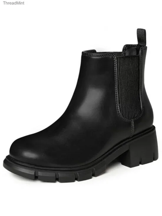 Girls Chelsea Ankle Boots - PU Leather Slip-On Fall Winter Shoes