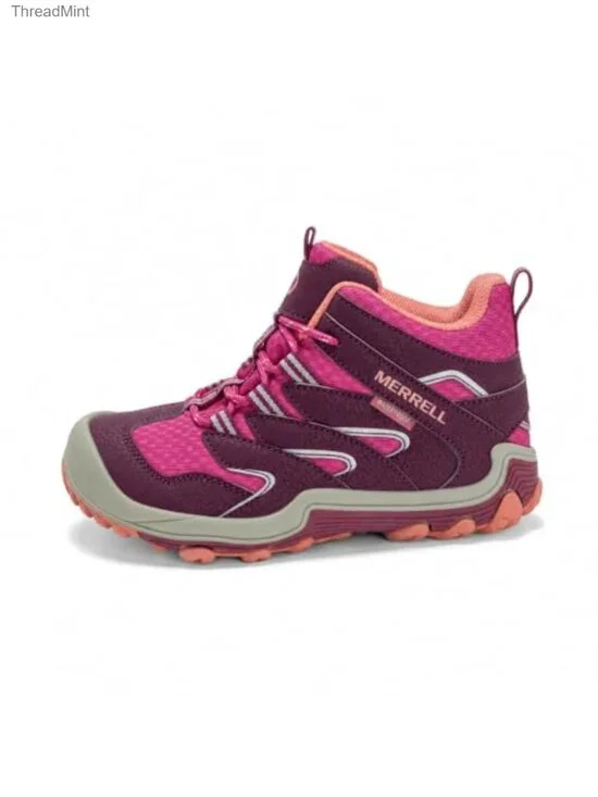 Girls Waterproof Hiking Boots Suede Mesh Hook-and-Loop