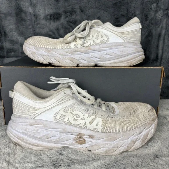 Hoka One One Bondi 7 Womens 7.5 Running Shoes White White 1110519 WWH Sneaker