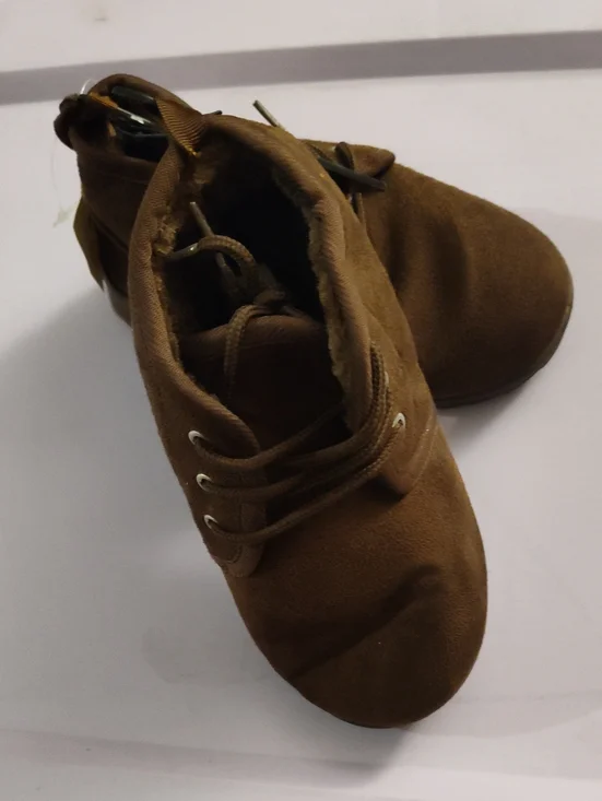 Kids Brown Suede Lace-Up Shoes