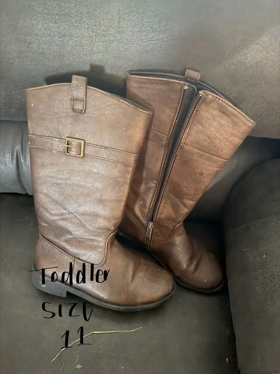 Toddler Brown Pull-On Riding Boots - Size 11