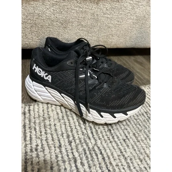 Hoka One  Gaviota 4 Shoes Women's Sz 9B Wide Running Black White Athletic