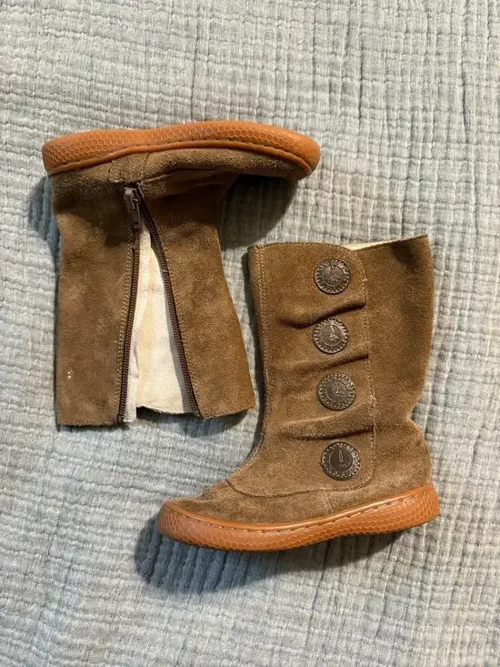Livie & Luca Suede Boots Toddler Size 9 Brown Zip Up Button Shoes Baby