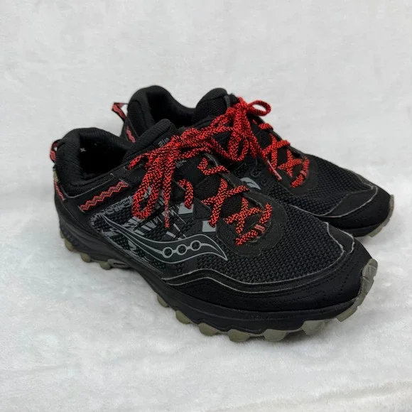 Saucony Excursion TR12 GTX Womens 10‎ Black Red Gore-Tex Trail Running S10453-1