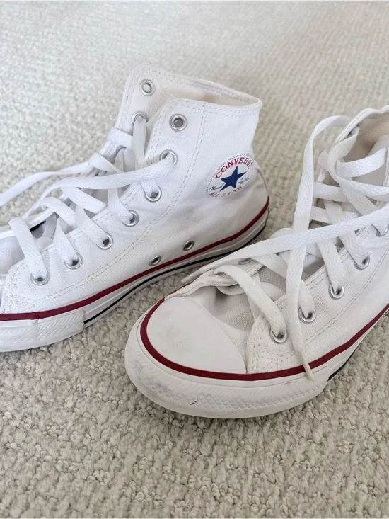Converse Kids' Classic White High-Top Sneakers in youth 2.5