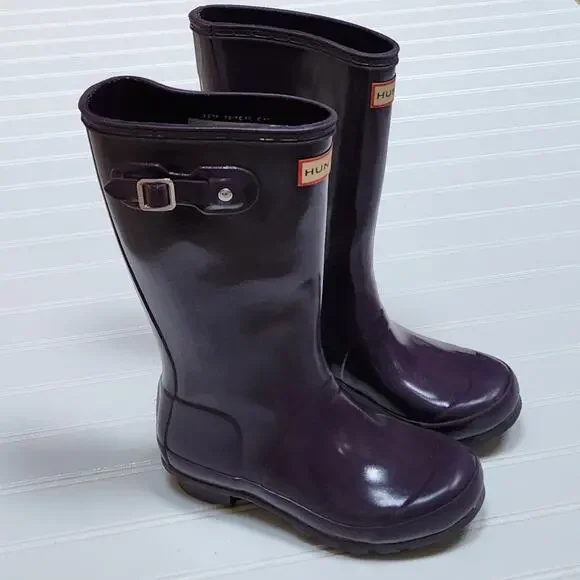 Hunter Youth Original Waterproof Dark Purple Rain Boots Size 3B/4G