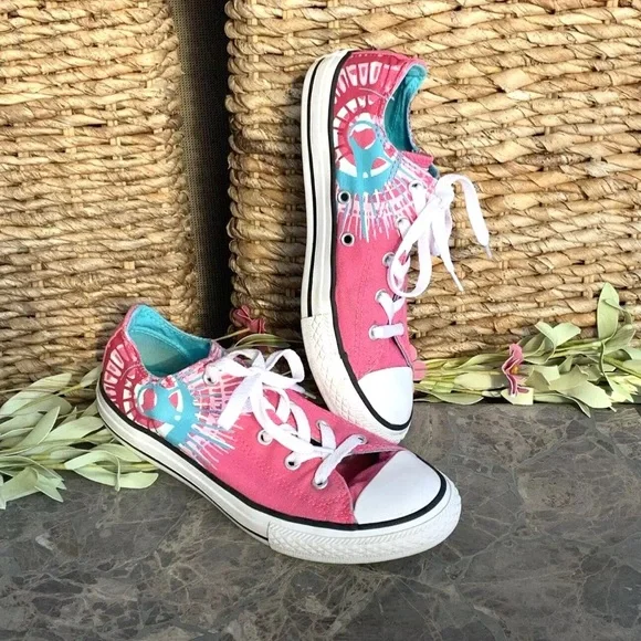 Converse Chuck Taylor All Star Pink Paint Splatter Sneaker 647625F Youth Kids 3Y