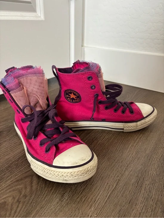 Converse All Star Chuck Taylor Purple/Pink High-Top Tutu Tulle Ruffle Sneakers