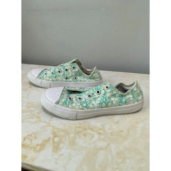 Converse Chuck Taylor All Star Floral Ox Ocean Mint/White/Topaz Gold Junior Sz 2