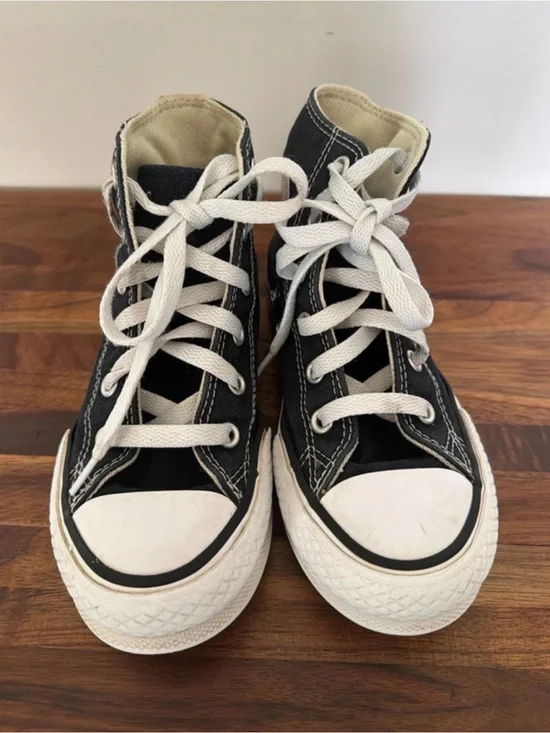 Kids Black High-Top Canvas Platform Sneakers