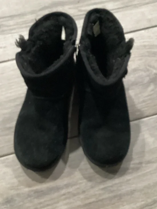Koolaburra Black Plush-Lined Kids Zip Ankle Boots