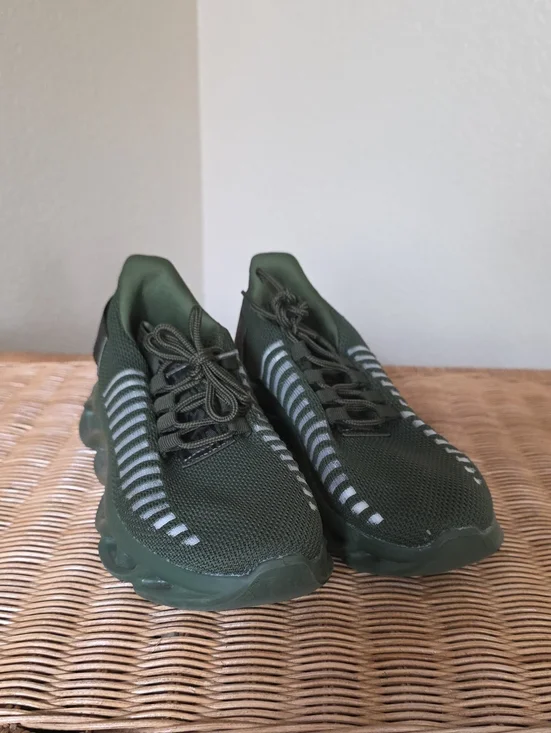 Women's Knit Athletic Sneakers in Dark Green
