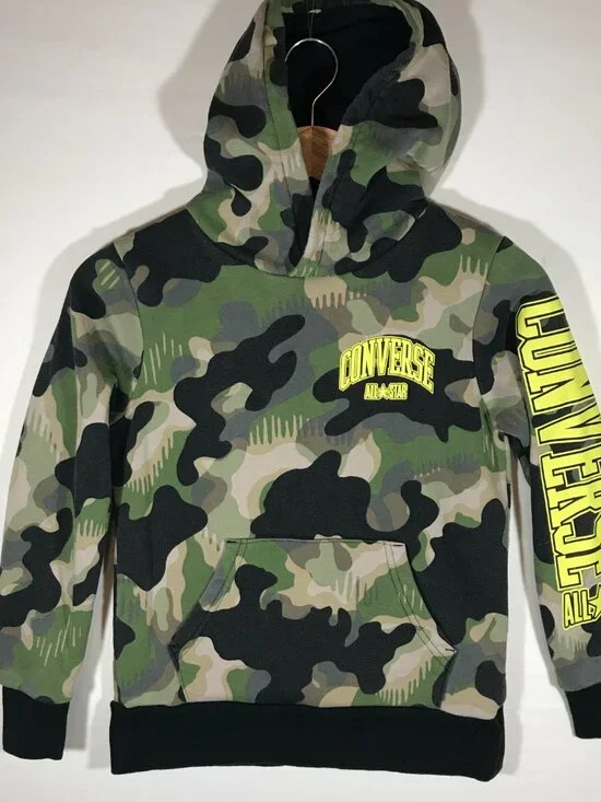 Converse Kid's Small 8-10 Camouflage Long Sleeve Hoodie Sweatshirt