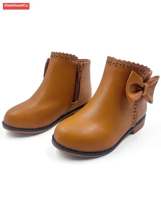 Girls Suede Ankle Boots with Zipper Toddler Little Kids Winter Booties
