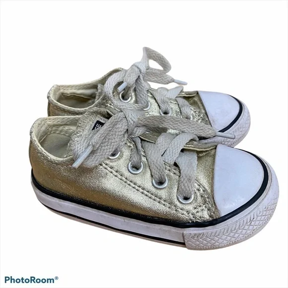 Converse Gold Baby Sneakers Sz 5 Lace Up Kids