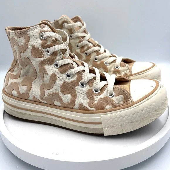 Converse Chuck Taylor All Star 4.5 Kids Beige Animal Print High Top A11112C